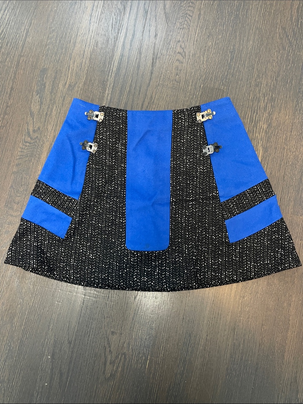 Rag and Bone Blue and Black Contrast A-Line Skirt